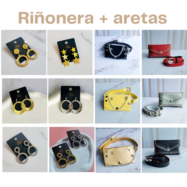 COMBO RIÑONERA + ARETAS