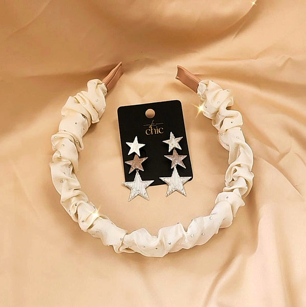 BALACA BEIGE Y STAR PLATEADAS